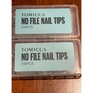 NEW LOT TOMICCA NO FILE NAIL TIPS 216PCS LONG OVAL NEW
